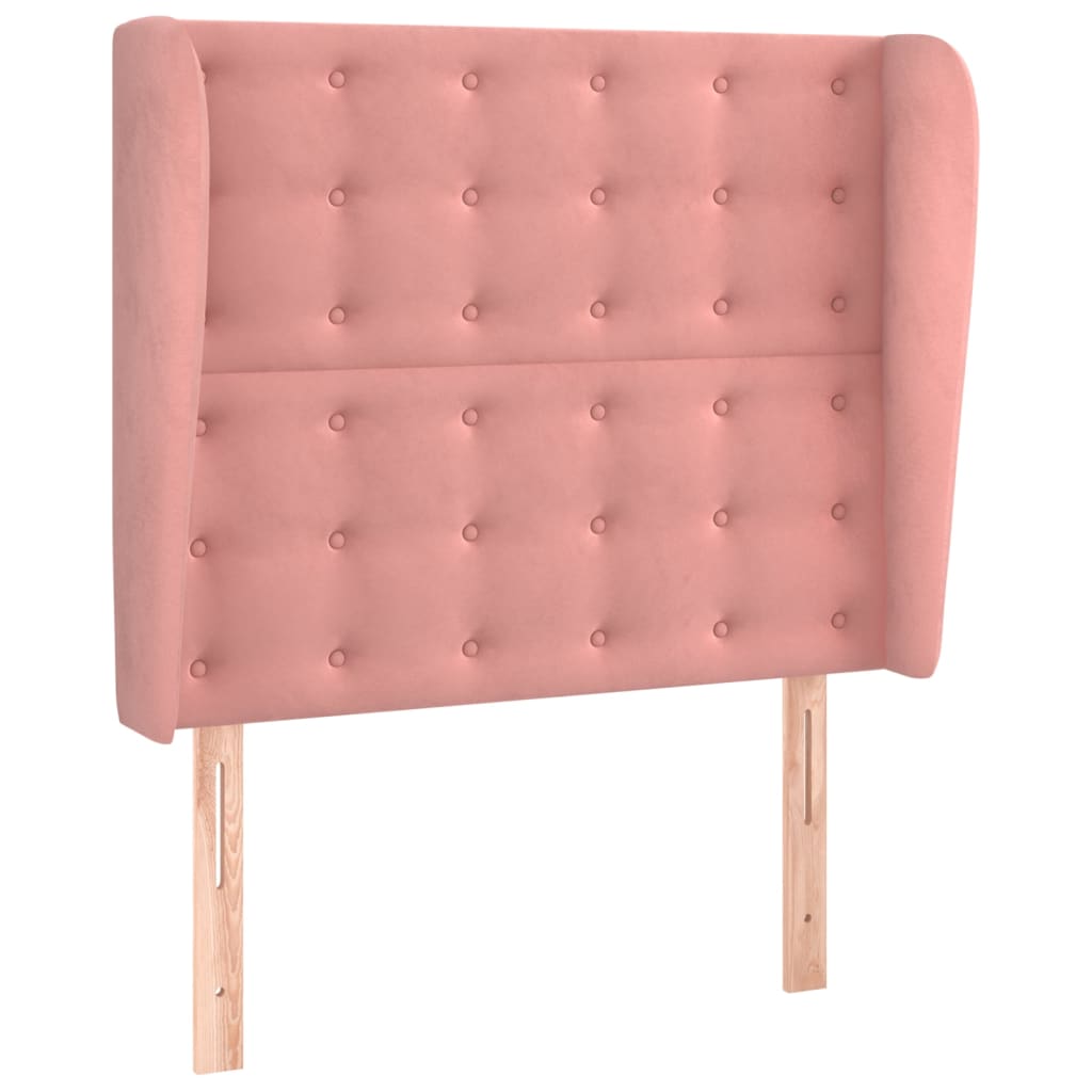 vidaXL Kopfteil mit Ohren Rosa 93x23x118/128 cm Samt