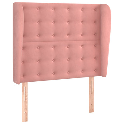 vidaXL Kopfteil mit Ohren Rosa 93x23x118/128 cm Samt