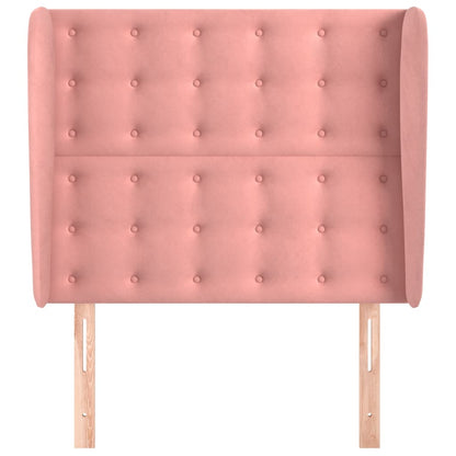 vidaXL Kopfteil mit Ohren Rosa 93x23x118/128 cm Samt