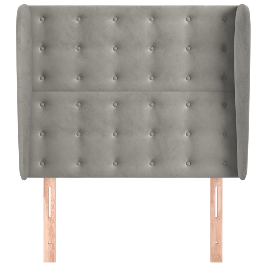 vidaXL Kopfteil mit Ohren Hellgrau 103x23x118/128 cm Samt