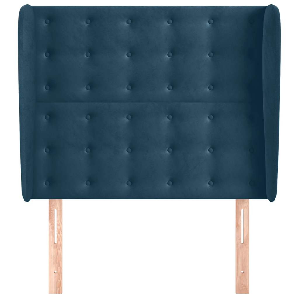 vidaXL Kopfteil mit Ohren Dunkelblau 103x23x118/128 cm Samt