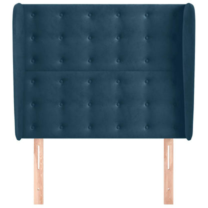 vidaXL Kopfteil mit Ohren Dunkelblau 103x23x118/128 cm Samt
