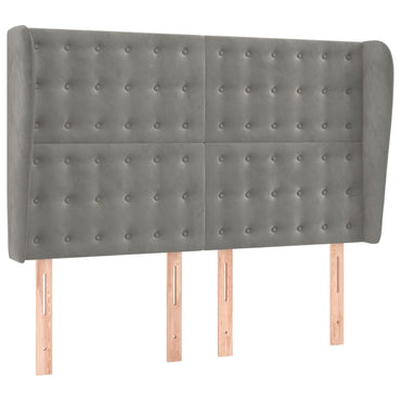 vidaXL Kopfteil mit Ohren Hellgrau 147x23x118/128 cm Samt