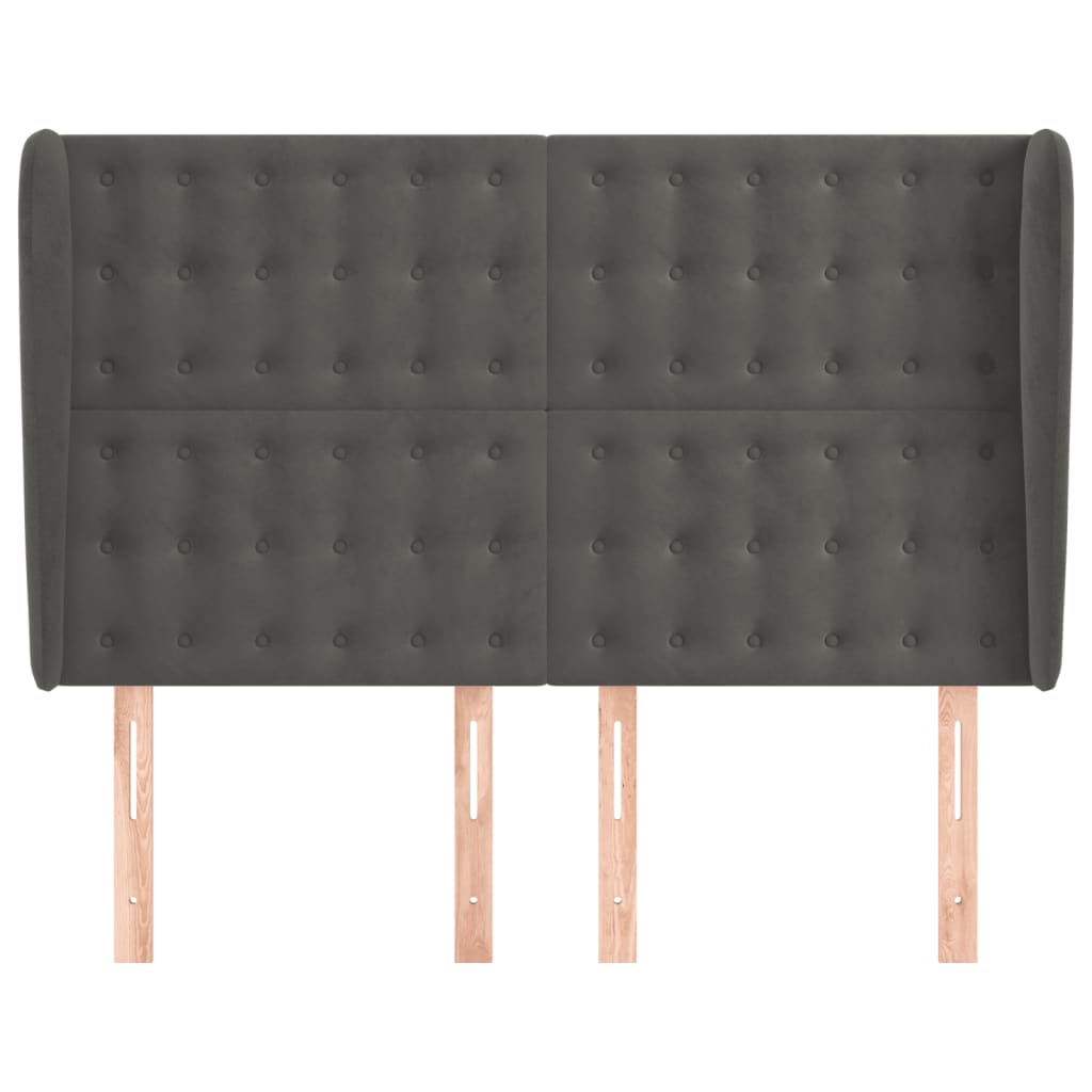 vidaXL Kopfteil mit Ohren Dunkelgrau 147x23x118/128 cm Samt