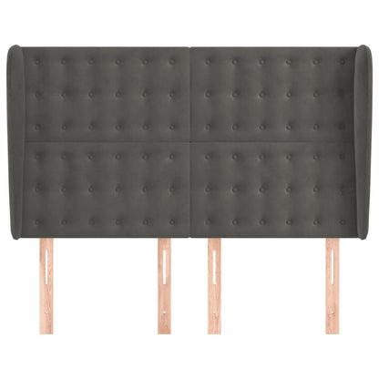 vidaXL Kopfteil mit Ohren Dunkelgrau 147x23x118/128 cm Samt
