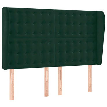 vidaXL Kopfteil mit Ohren Dunkelgrün 147x23x118/128 cm Samt