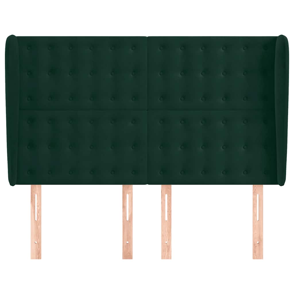 vidaXL Kopfteil mit Ohren Dunkelgrün 147x23x118/128 cm Samt