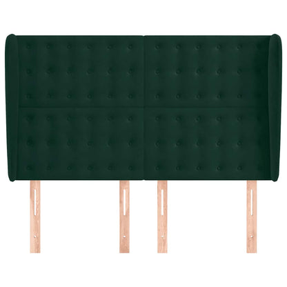 vidaXL Kopfteil mit Ohren Dunkelgrün 147x23x118/128 cm Samt
