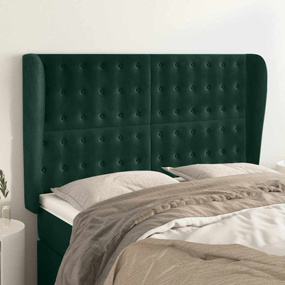 vidaXL Kopfteil mit Ohren Dunkelgrün 147x23x118/128 cm Samt