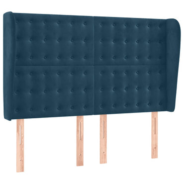 vidaXL Kopfteil mit Ohren Dunkelblau 147x23x118/128 cm Samt
