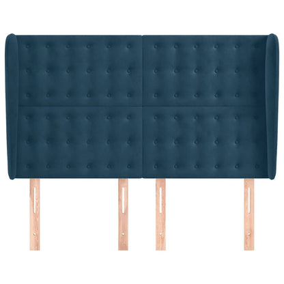 vidaXL Kopfteil mit Ohren Dunkelblau 147x23x118/128 cm Samt