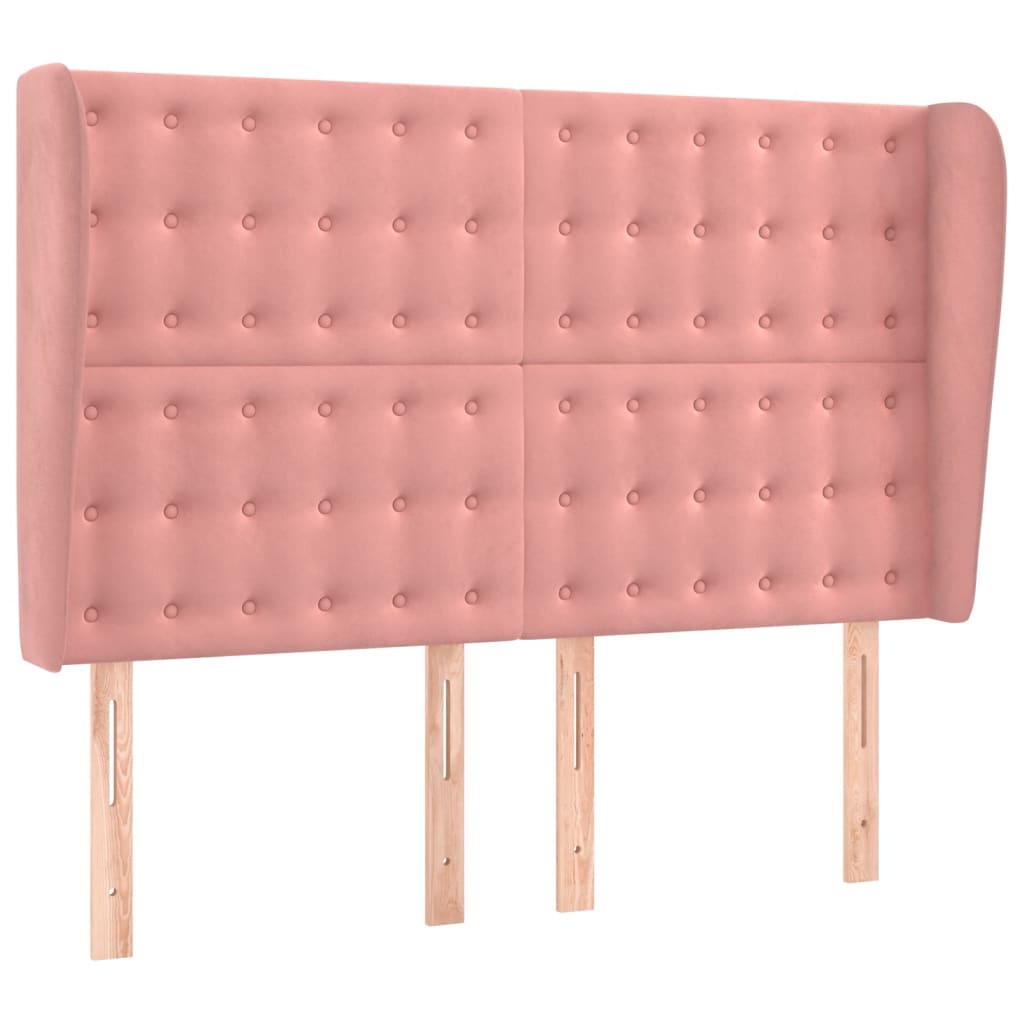 vidaXL Kopfteil mit Ohren Rosa 147x23x118/128 cm Samt