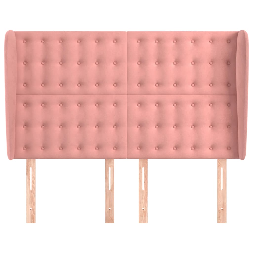 vidaXL Kopfteil mit Ohren Rosa 147x23x118/128 cm Samt