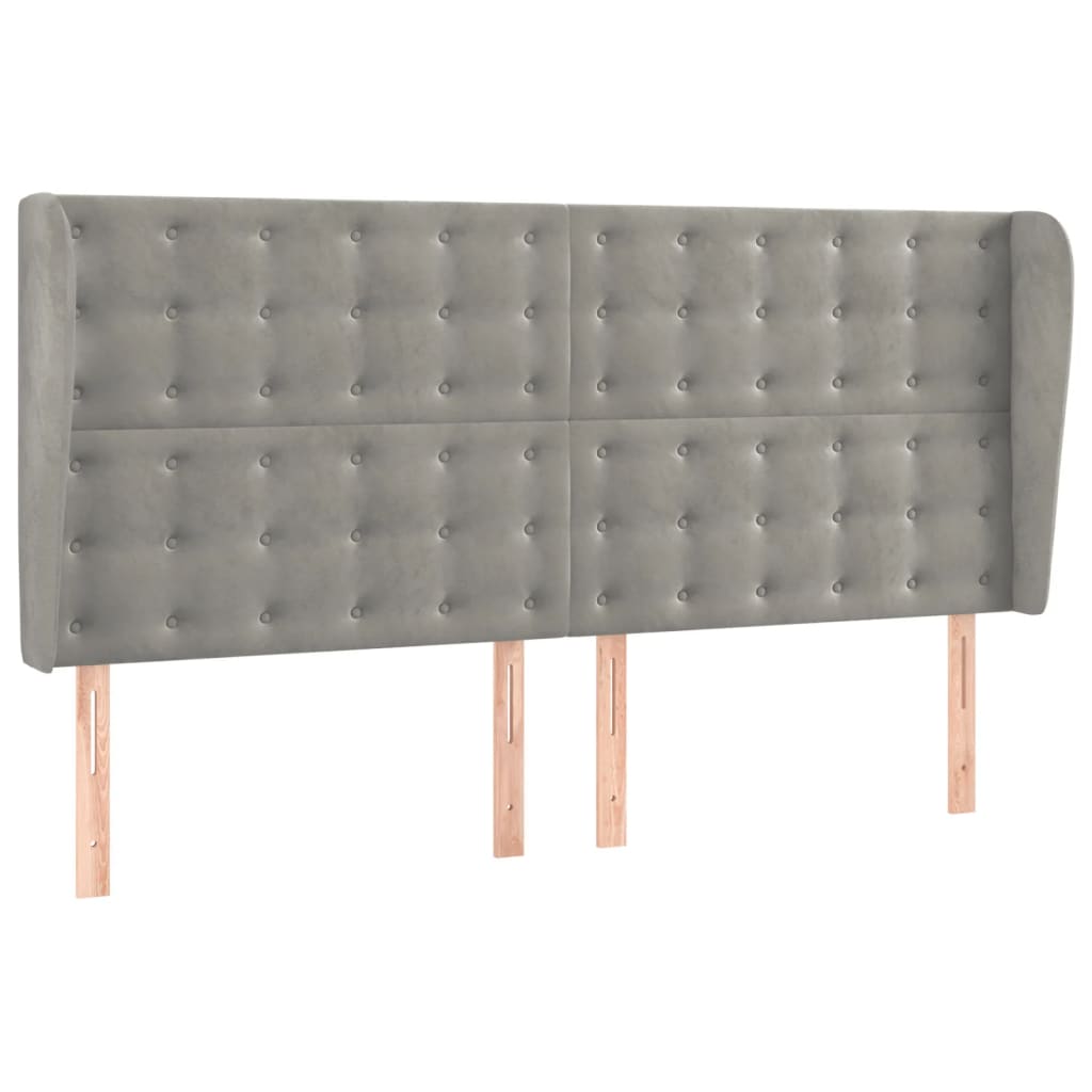 vidaXL Kopfteil mit Ohren Hellgrau 163x23x118/128 cm Samt
