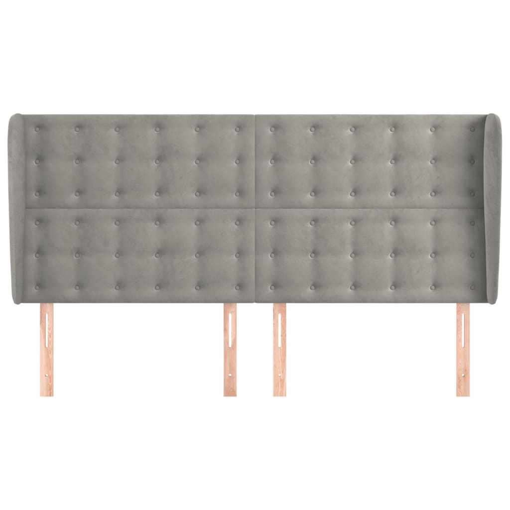 vidaXL Kopfteil mit Ohren Hellgrau 163x23x118/128 cm Samt