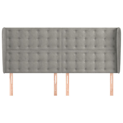 vidaXL Kopfteil mit Ohren Hellgrau 163x23x118/128 cm Samt