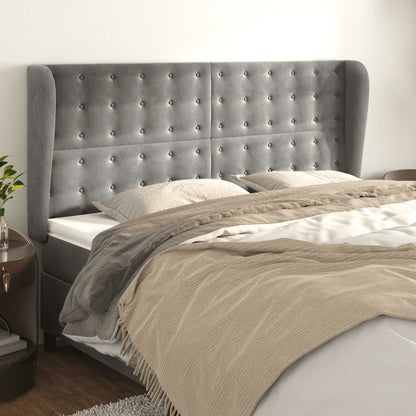 vidaXL Kopfteil mit Ohren Hellgrau 163x23x118/128 cm Samt