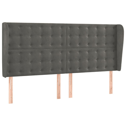 vidaXL Kopfteil mit Ohren Dunkelgrau 163x23x118/128 cm Samt