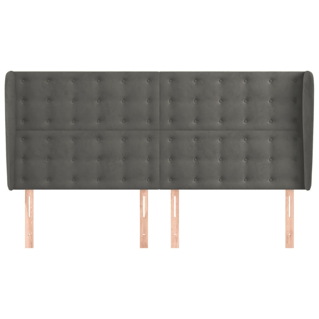 vidaXL Kopfteil mit Ohren Dunkelgrau 163x23x118/128 cm Samt