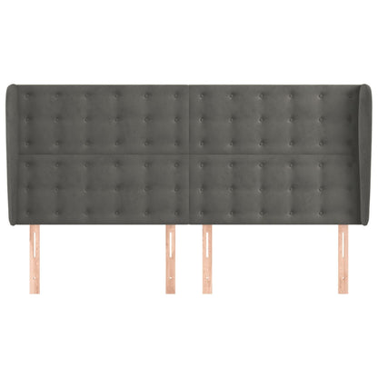vidaXL Kopfteil mit Ohren Dunkelgrau 163x23x118/128 cm Samt