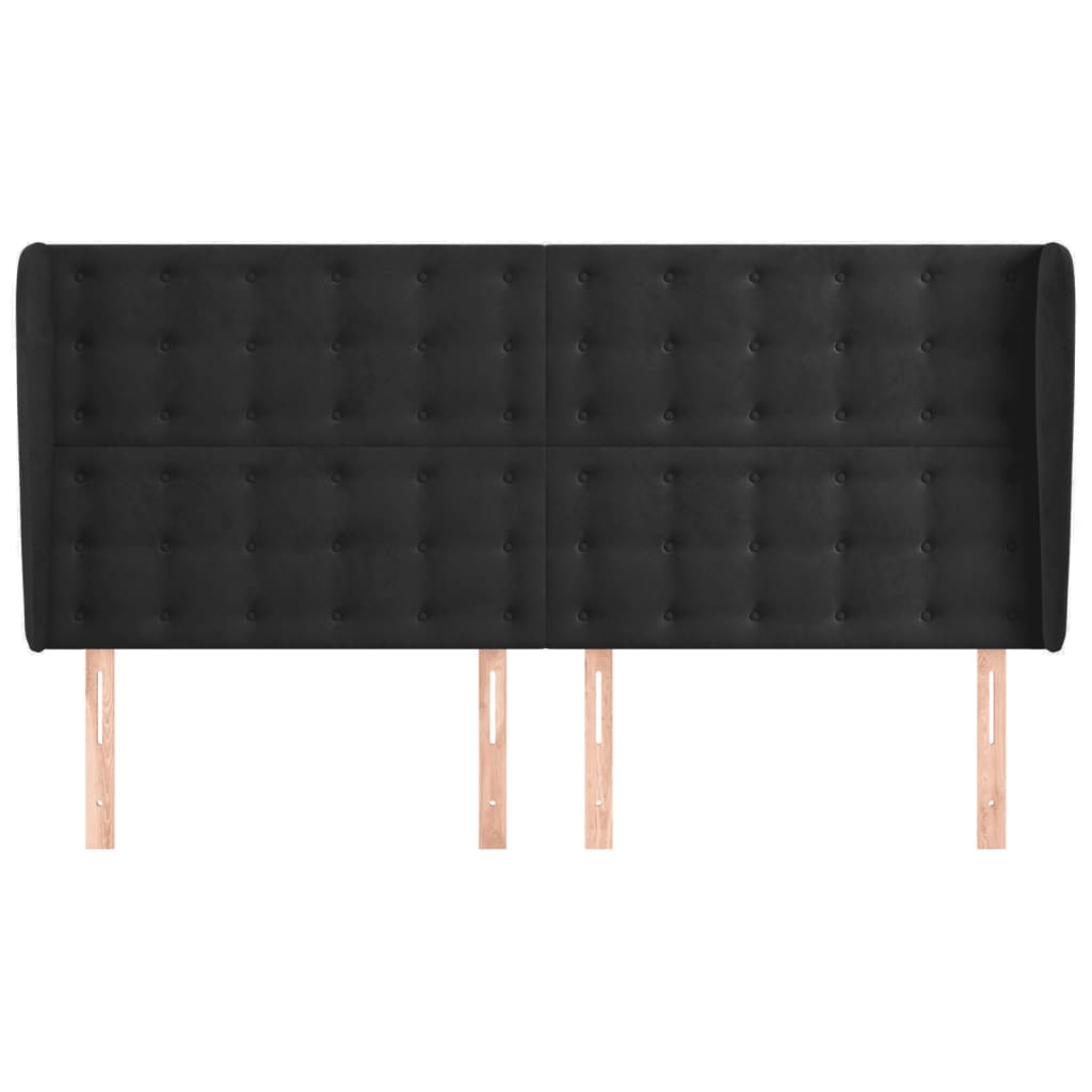vidaXL Kopfteil mit Ohren Schwarz 163x23x118/128 cm Samt