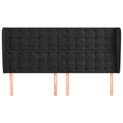 vidaXL Kopfteil mit Ohren Schwarz 163x23x118/128 cm Samt