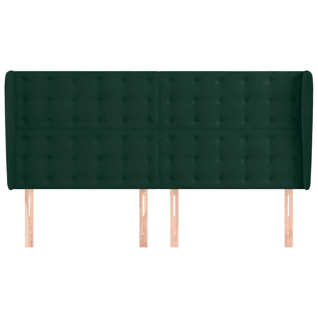vidaXL Kopfteil mit Ohren Dunkelgrün 163x23x118/128 cm Samt