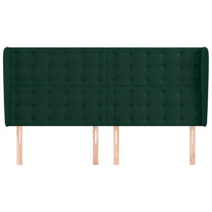 vidaXL Kopfteil mit Ohren Dunkelgrün 163x23x118/128 cm Samt
