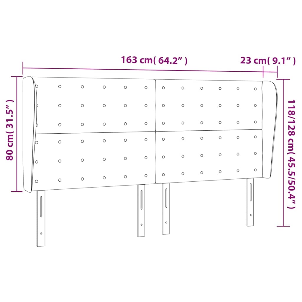vidaXL Kopfteil mit Ohren Dunkelgrün 163x23x118/128 cm Samt