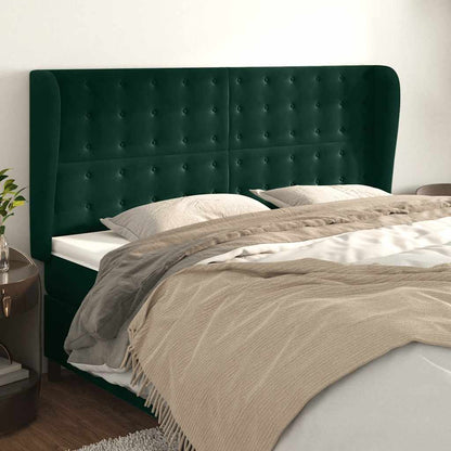 vidaXL Kopfteil mit Ohren Dunkelgrün 163x23x118/128 cm Samt