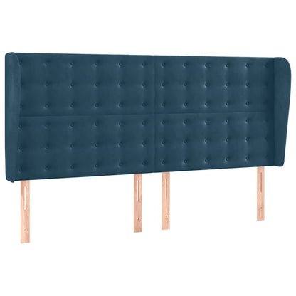 vidaXL Kopfteil mit Ohren Dunkelblau 163x23x118/128 cm Samt