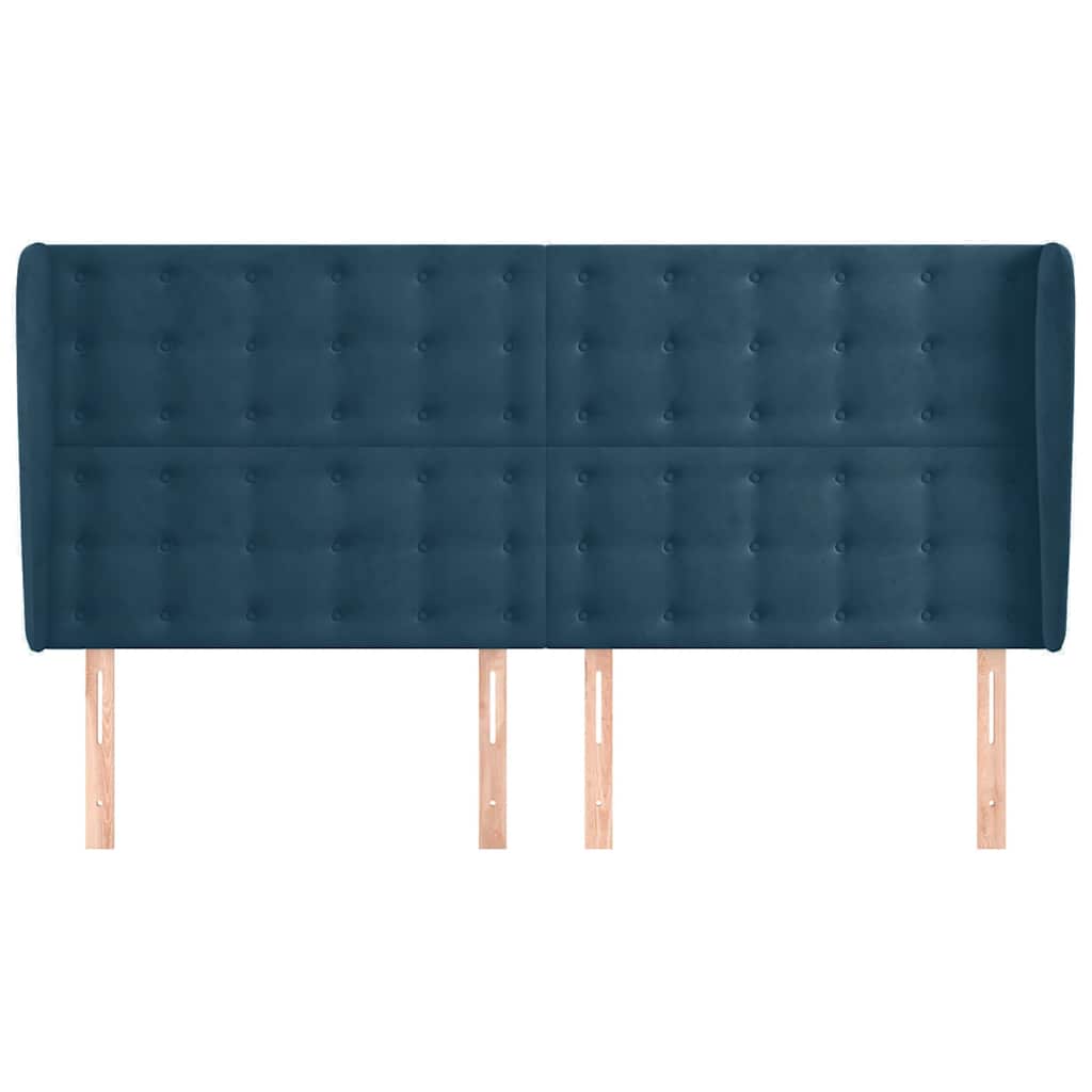 vidaXL Kopfteil mit Ohren Dunkelblau 163x23x118/128 cm Samt