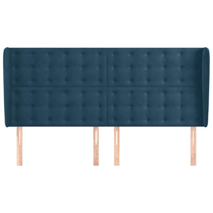 vidaXL Kopfteil mit Ohren Dunkelblau 163x23x118/128 cm Samt