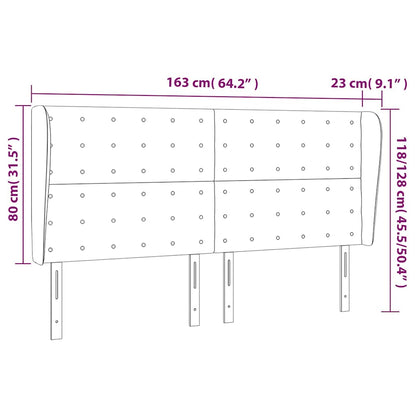 vidaXL Kopfteil mit Ohren Dunkelblau 163x23x118/128 cm Samt
