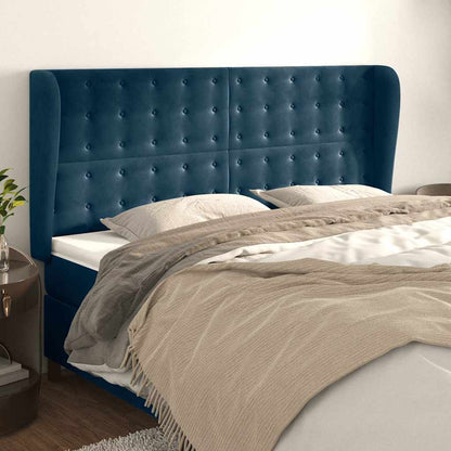 vidaXL Kopfteil mit Ohren Dunkelblau 163x23x118/128 cm Samt