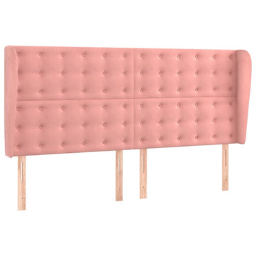 vidaXL Kopfteil mit Ohren Rosa 163x23x118/128 cm Samt