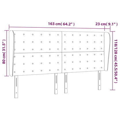 vidaXL Kopfteil mit Ohren Rosa 163x23x118/128 cm Samt
