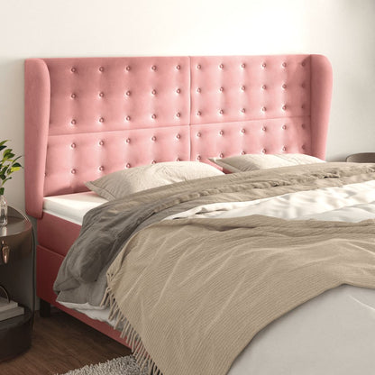 vidaXL Kopfteil mit Ohren Rosa 163x23x118/128 cm Samt