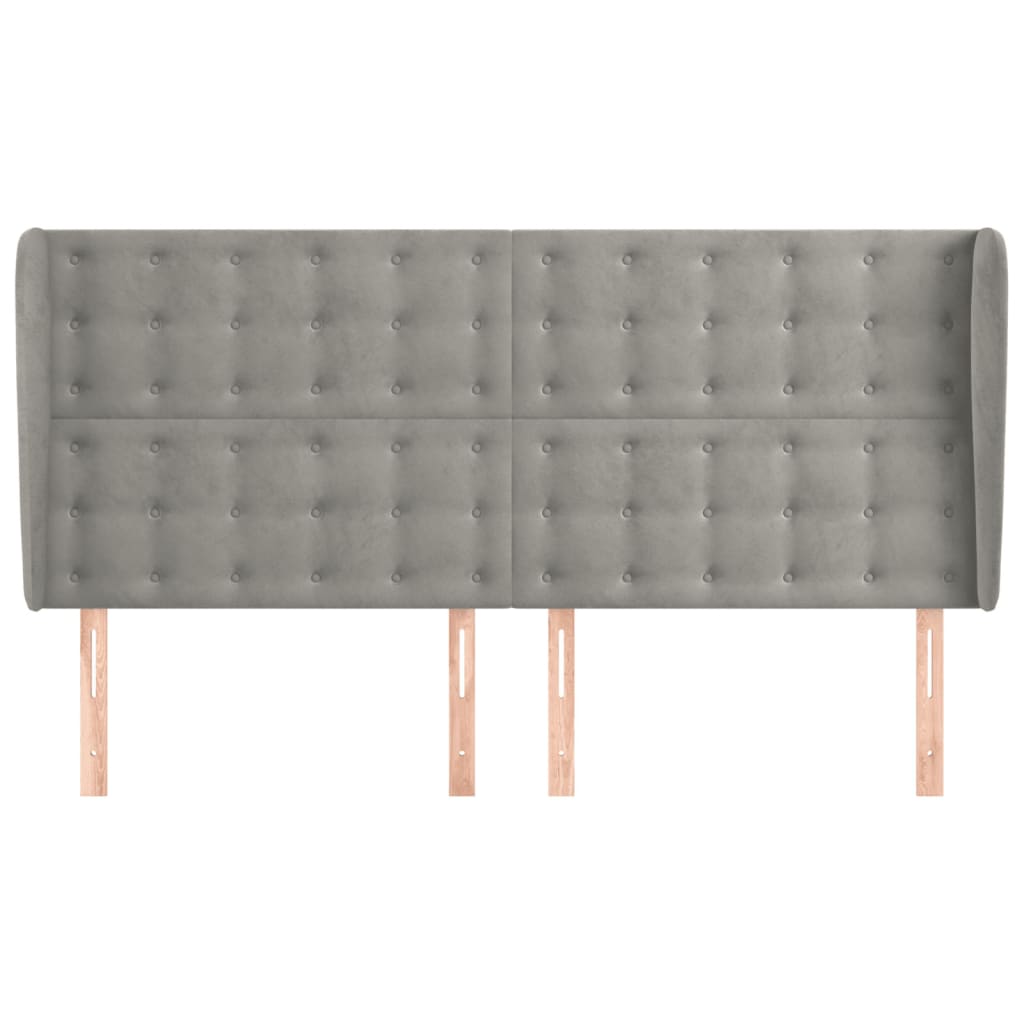 vidaXL Kopfteil mit Ohren Hellgrau 183x23x118/128 cm Samt