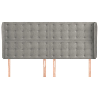 vidaXL Kopfteil mit Ohren Hellgrau 183x23x118/128 cm Samt