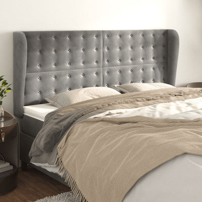 vidaXL Kopfteil mit Ohren Hellgrau 183x23x118/128 cm Samt