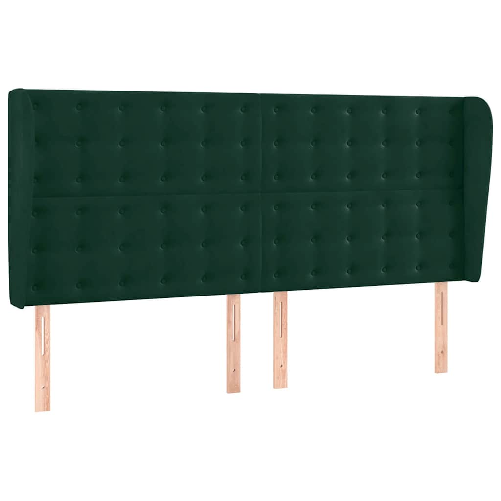 vidaXL Kopfteil mit Ohren Dunkelgrün 183x23x118/128 cm Samt