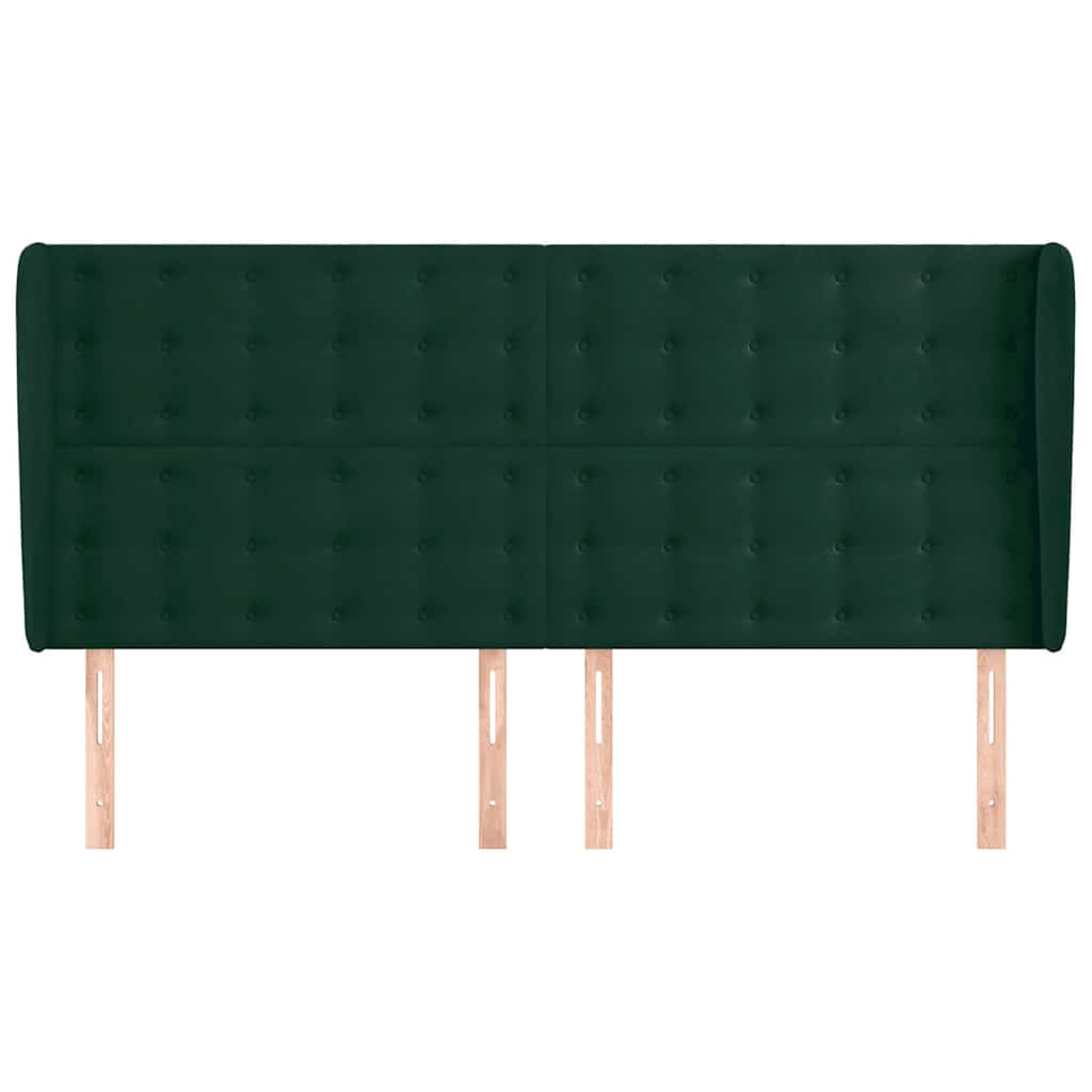 vidaXL Kopfteil mit Ohren Dunkelgrün 183x23x118/128 cm Samt