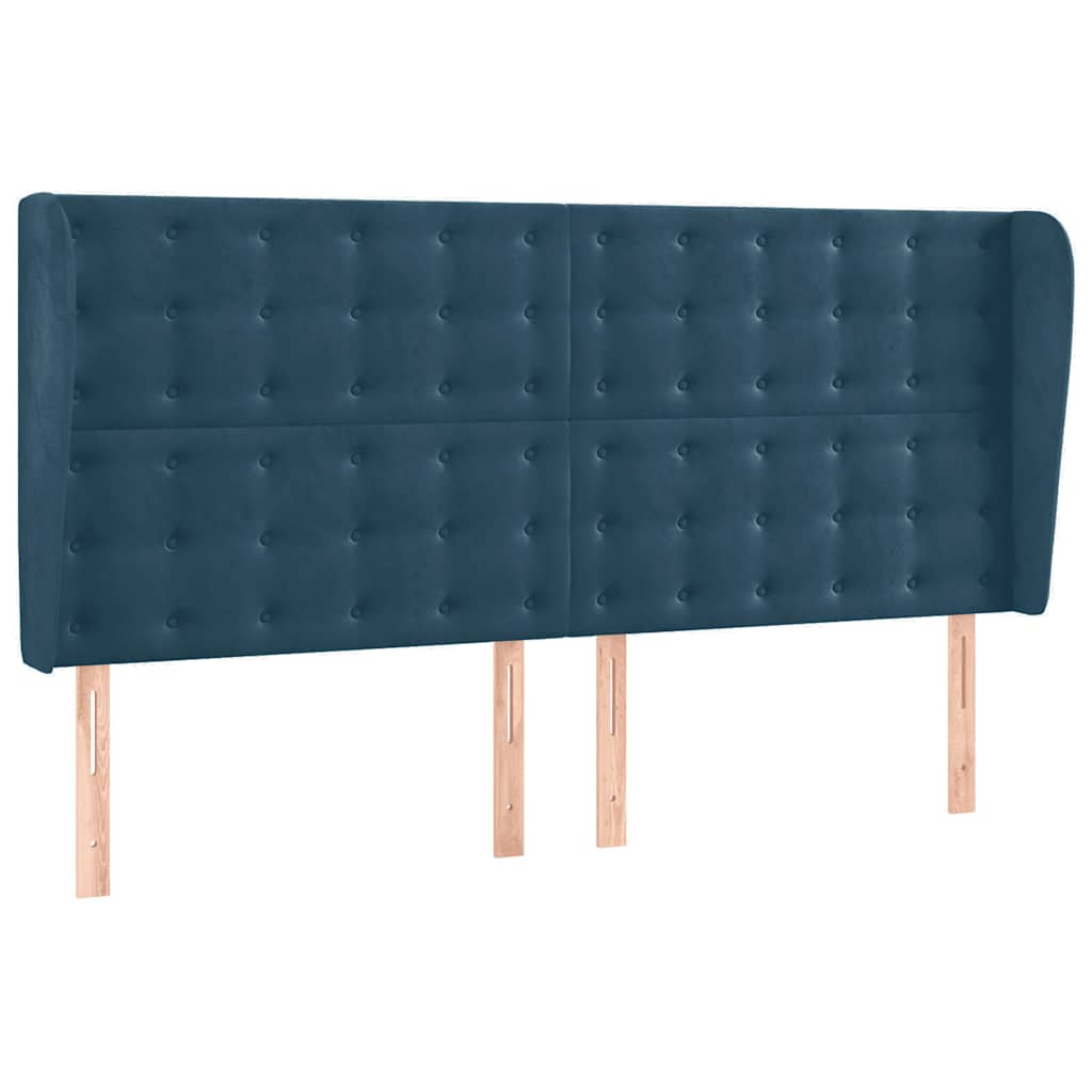 vidaXL Kopfteil mit Ohren Dunkelblau 183x23x118/128 cm Samt