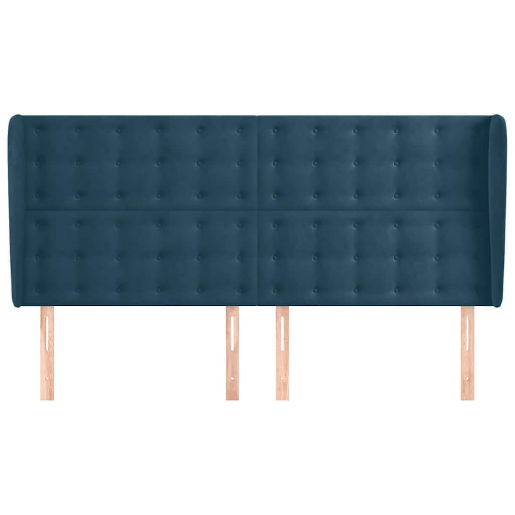 vidaXL Kopfteil mit Ohren Dunkelblau 183x23x118/128 cm Samt
