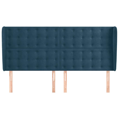 vidaXL Kopfteil mit Ohren Dunkelblau 183x23x118/128 cm Samt