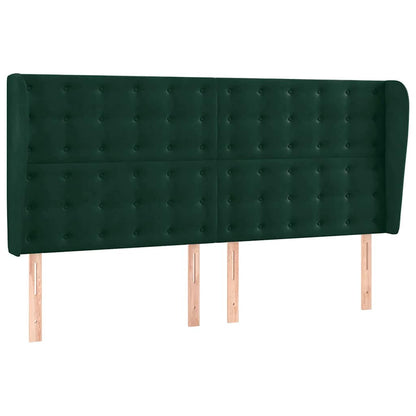 vidaXL Kopfteil mit Ohren Dunkelgrün 203x23x118/128 cm Samt