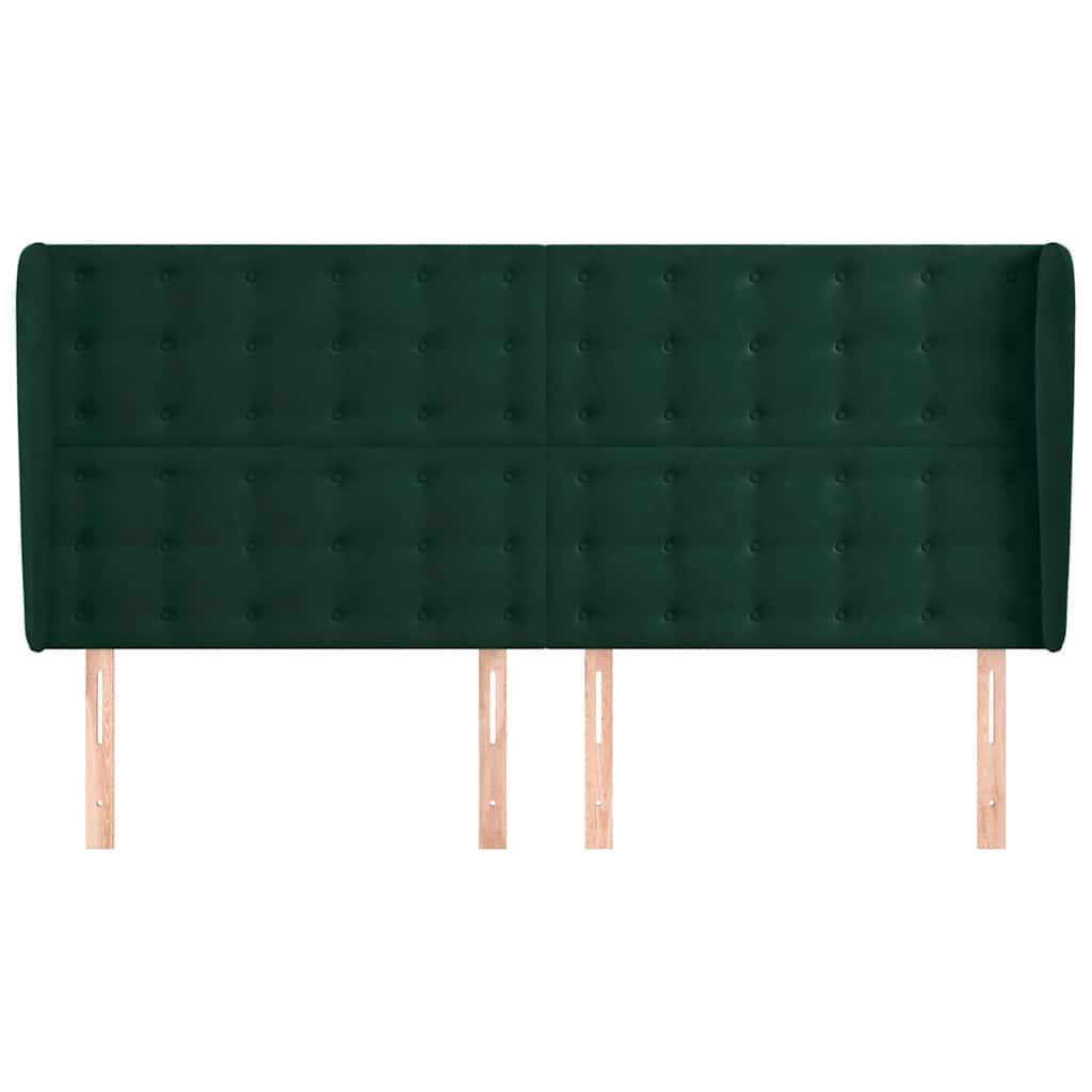 vidaXL Kopfteil mit Ohren Dunkelgrün 203x23x118/128 cm Samt