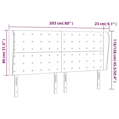 vidaXL Kopfteil mit Ohren Dunkelgrün 203x23x118/128 cm Samt