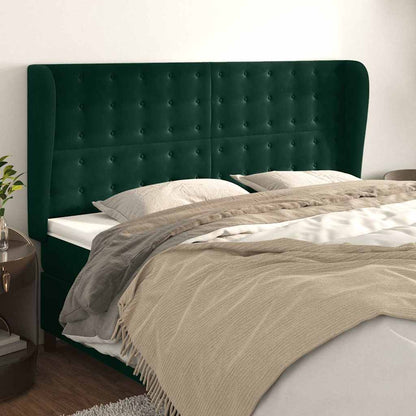vidaXL Kopfteil mit Ohren Dunkelgrün 203x23x118/128 cm Samt